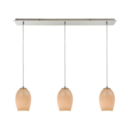 Elk Lighting Villiska 3-Lght Linear Mini Pndnt SatNickel w/Peach Blown Glass 10930/3LP
